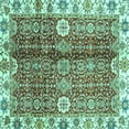 thumbnail image 1 of Ahgly Company Machine Washable Indoor Square Abstract Turquoise Blue Modern Area Rugs, 5' Square, 1 of 4