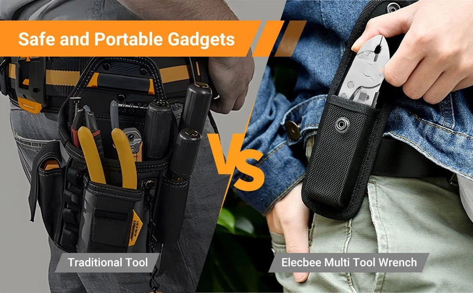 Multitool Wrench With 7 Tools/Pliers/Wire Cutter/Screwdriver with Pocket Clip, Portable Adjustable Pocket Folding Multi Tool Survival Emergency (Closing size 12.2 * 4 * 1.5cm)