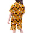 thumbnail image 6 of JAJAHO Halloween Kids Pajamas Set Boys Girls Satin 3 Piece Short Sleeve Sleepwear With Pants And Shorts 3-13Y, 6 of 7