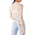 thumbnail image 2 of MEICHEN Women Sexy Lace Mesh Long Sleeve Shirts Slim Cut Crop Tops Going Out Layering Slim Fit Tee Streetwear Clothing, 2 of 3