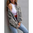 thumbnail image 6 of Rdhnmea Womens Oversized Ripped Distressed Denim Jacket Frayed Hem Button Front Boyfriend Jean Coat Western Shacket with Pockets, 6 of 8