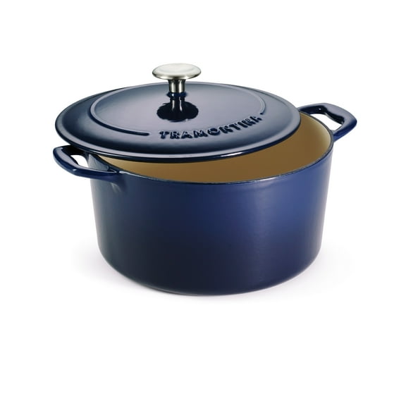 Tramontina Bestow 6.5-Quart Enameled Cast Iron Round Dutch Oven with Lid, Porcelain Enamel Finish, Gradated Cobalt, Self-Basting, Oven-Safe