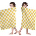 thumbnail image 4 of Yellow White Checkerboard Checkered Pattern Hooded Bath Towel，60"x35" for Ages 3 To 12 Kids, Quick Dry Lightweight Soft Microfiber Hood Beach Towel Cover Up for Kids, 4 of 7