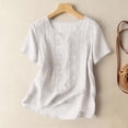 thumbnail image 3 of Blouses for Women Dressy Casual Fashionable Casual Solid Color Pleated Cotton And Linen Tops Shirts Cute Summer Tops1 PC, 3 of 4