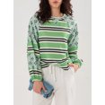 thumbnail image 3 of SUNSIOM Chandails Amples pour Femmes à Rayures Contrastées Imprimé Floral Manches Longues Pulls Décontractés Printemps Automne, 3 of 6