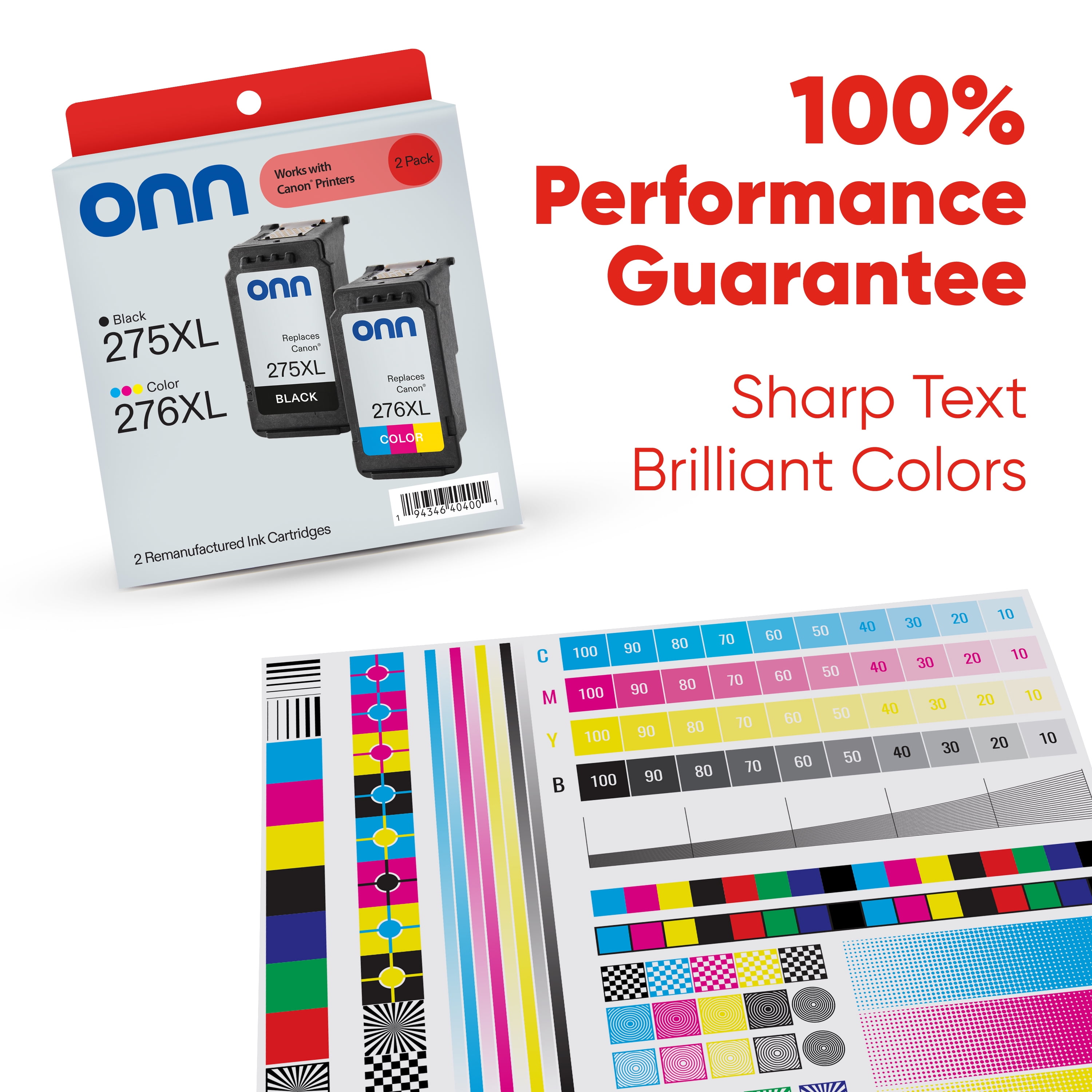 ONN Remanufactured Canon PG-275XL/CL-276XL High Yield Black