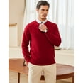 thumbnail image 2 of Kallspin Men's Cotton Crew Neck Sweater Regular Fit Long Sleeve Pullover Casual Cozy Stylish Sweater((Red,Large), 2 of 9