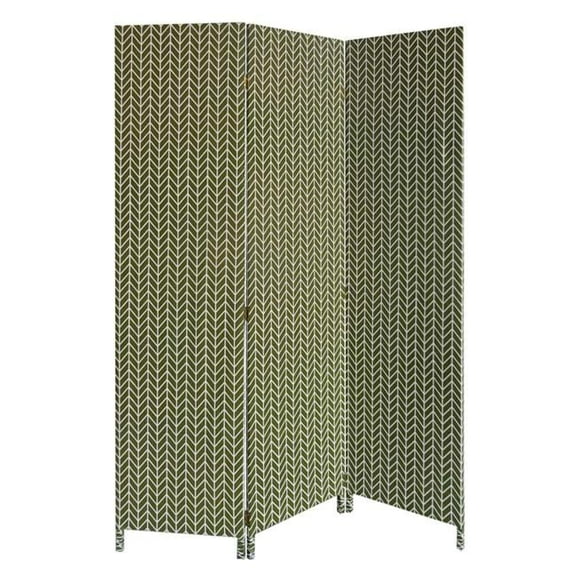 3 Panel Soft Fabric Room Divider, Green - 71 x 47 x 1 in.