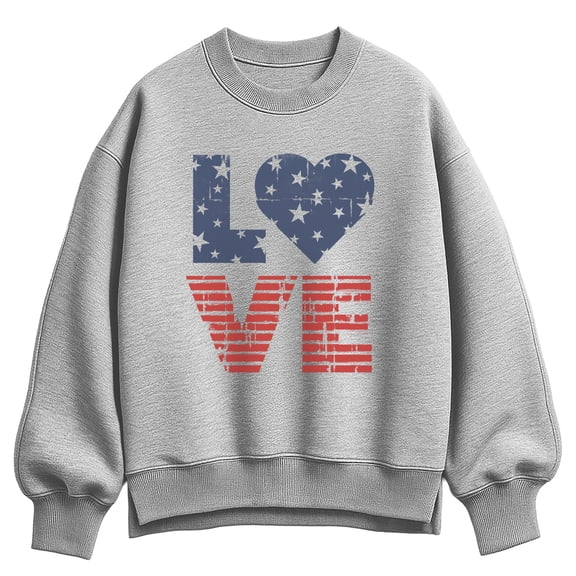 Instant Message - Love USA Oversized Fleece Crew Sweatshirt