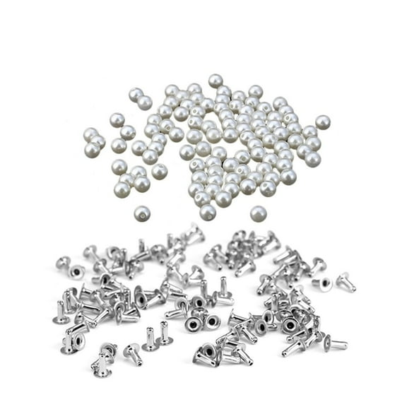 LEORX Pearl Studs Earrings for Women with ABS Material and Silver Color Round Pearls 6mm