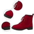 thumbnail image 5 of Wovix Women's Ankle Boots Faux Suede Waterproof Lace Up Spring Fall High Top Snow Boots Trendy Plaid Daily Work Flat Shoes Wine 38, 5 of 7