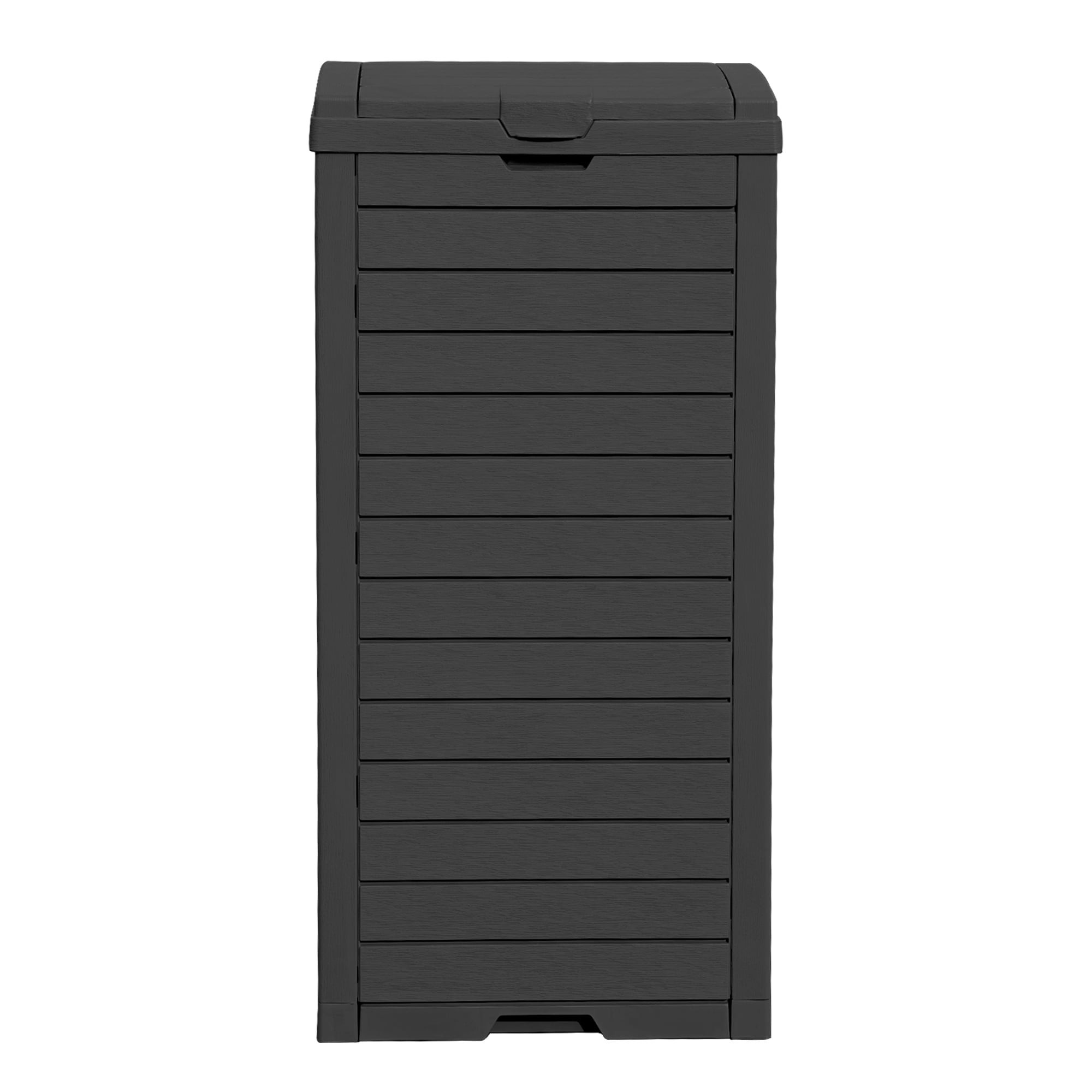 Uforic 31 Gallon Large Outdoor Trash Bin, Waterproof Resin Garbage Can with Lid & Drip Tray, Black Waste Container for Porch & Backyard