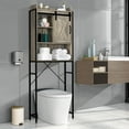 thumbnail image 3 of Ktaxon 3-Shelf Over The Toilet Bathroom Storage Cabinet and Shelf with Sliding Barn Door, Retro Gray, 3 of 17