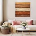 thumbnail image 5 of Farmhouse Burnt Orange Brown Wall Art Painting on Canvas, Vintage Wooden Striped Canvas Art Home Prints Wall Art Framed Modern Artwork for Living Room Bedroom Wall Decor 20x20in, 5 of 9