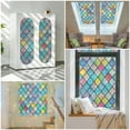 thumbnail image 4 of Pigo Window Privacy Film Stained Glass Window Clings 3D Rainbow Film for Glass Door Decorative Colorful Lattice Stickers Static Cling Sun Blocking Door Coverings for Home, 17.5 x 78.7 inches, 4 of 11
