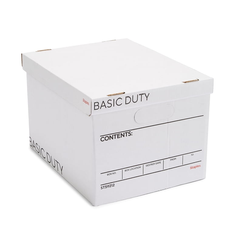 Staples Corrugated File Storage Boxes, White/Black, 20-Pack photo 1