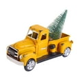 thumbnail image 2 of Camión de granja navideño, cesta de regalo de diseño vintage, coche de granja de metal coleccionable amarillo, 2 of 9