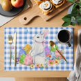 thumbnail image 2 of Easter Placemats Set of 6, Spring Watercolor Bunny Eggs Butterflies Blue Plaid Placemats for Dining Table, Place Mats for Kitchen Tabletop, Waterproof Wipeable Dining Table Mats Set, 2 of 9