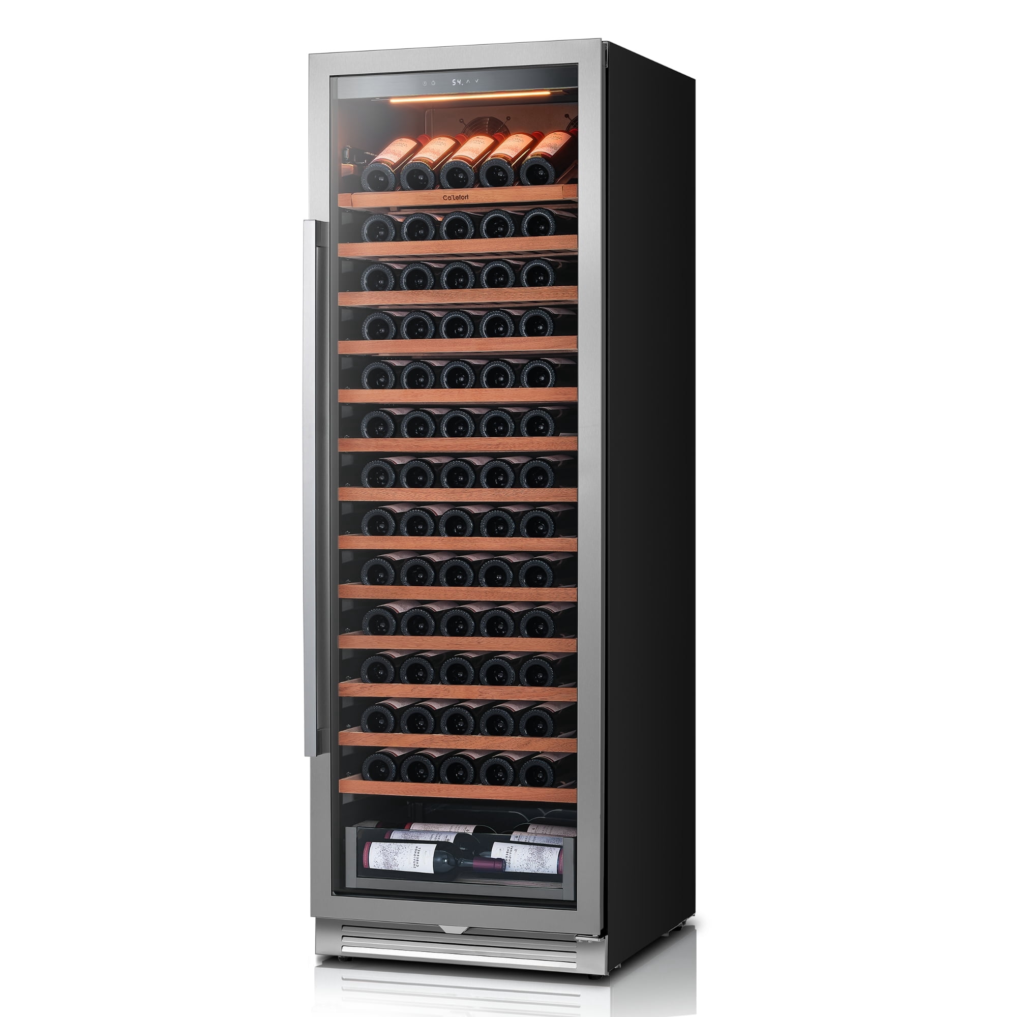Ca'Lefort 24 inch Refrigerator 166 Bottle Wine Fridge Freestanding/Built-In with Inverter Compressor and Auto Lighting for Home, Bar & Office