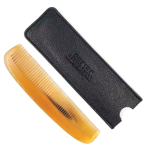 Peine de bolsillo Parker auténtico de cuerno de buey, estuche de cuero incluido