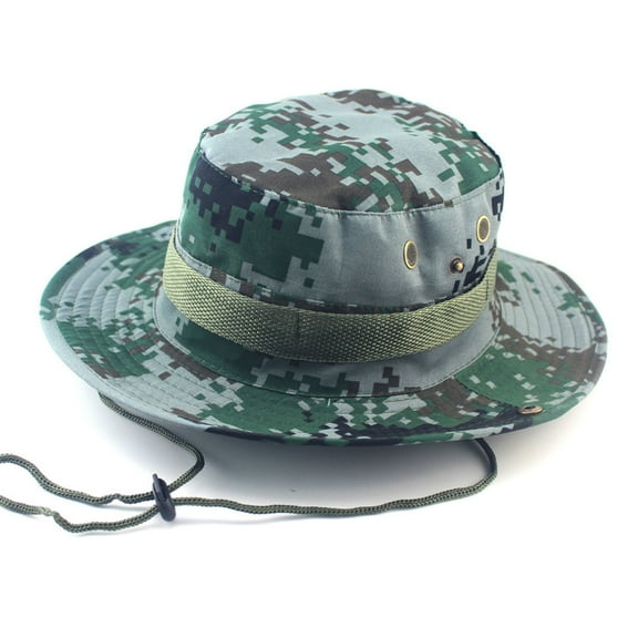 Lolmot Sun Hat for Men/Women Outdoor Wide Brim Bucket Hat Unisex Sun Hat Summer Bush Fishing Hiking Round Military Camouflage Cap