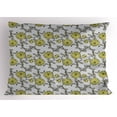 thumbnail image 1 of Grey and Yellow Pillow Sham, Pattern with Chrysanthemum Flowers Illustration in Vintage Style, Decorative Standard Size Printed Pillowcase, 26 X 20 Inches, Grey Taupe Yellow, by Ambesonne, 1 of 2