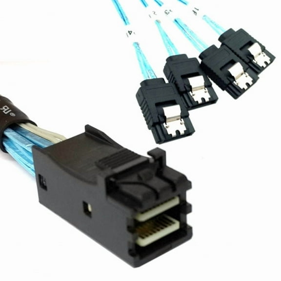 Chenyang CY Internal Mini SAS HD SFF-8643 Host to 4 SATA 7pin Target Hard Disk 6Gbps Data Server Raid Cable