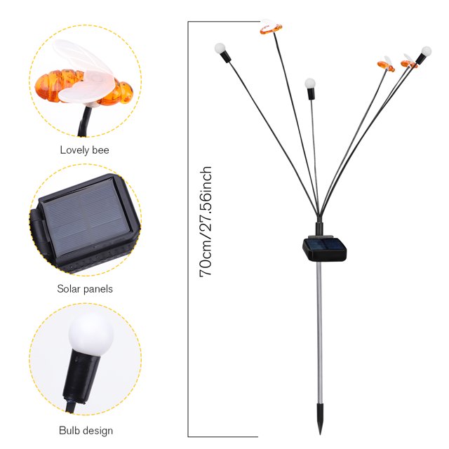 2 piezas de lámpara solar para exteriores con diseño de abeja y columpio para patio D Sywqhk Para estrenar