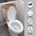 thumbnail image 3 of COEQINE Easy Installation Toilet Cover 2 Pcs Set Machine Washable Stretchable Replacement Toilet Lid Dust Cover Set Brown Wood Grain Durable Bathroom Decor Accessories, 3 of 7