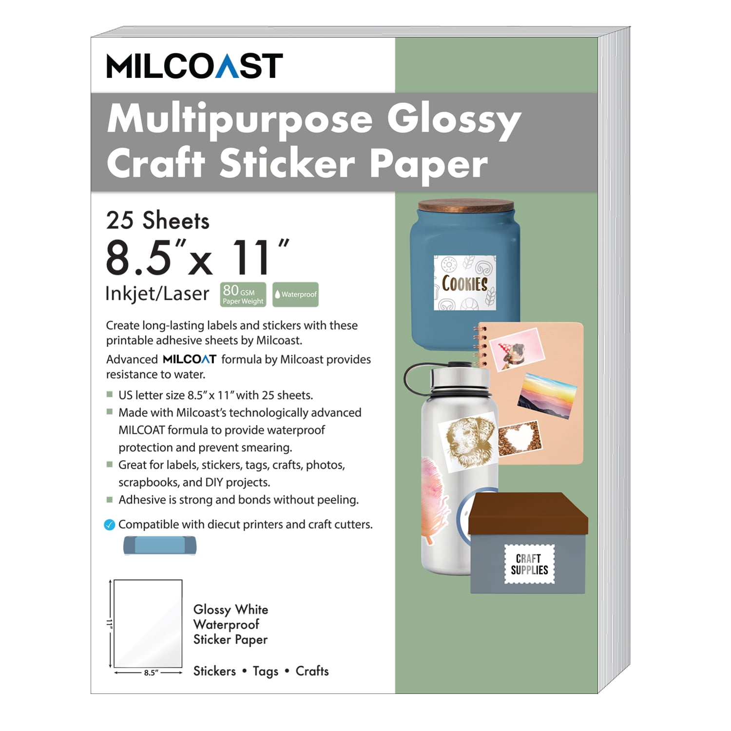 Milcoast Glossy Waterproof Full Sheet Multipurpose Adhesive Sticker ...