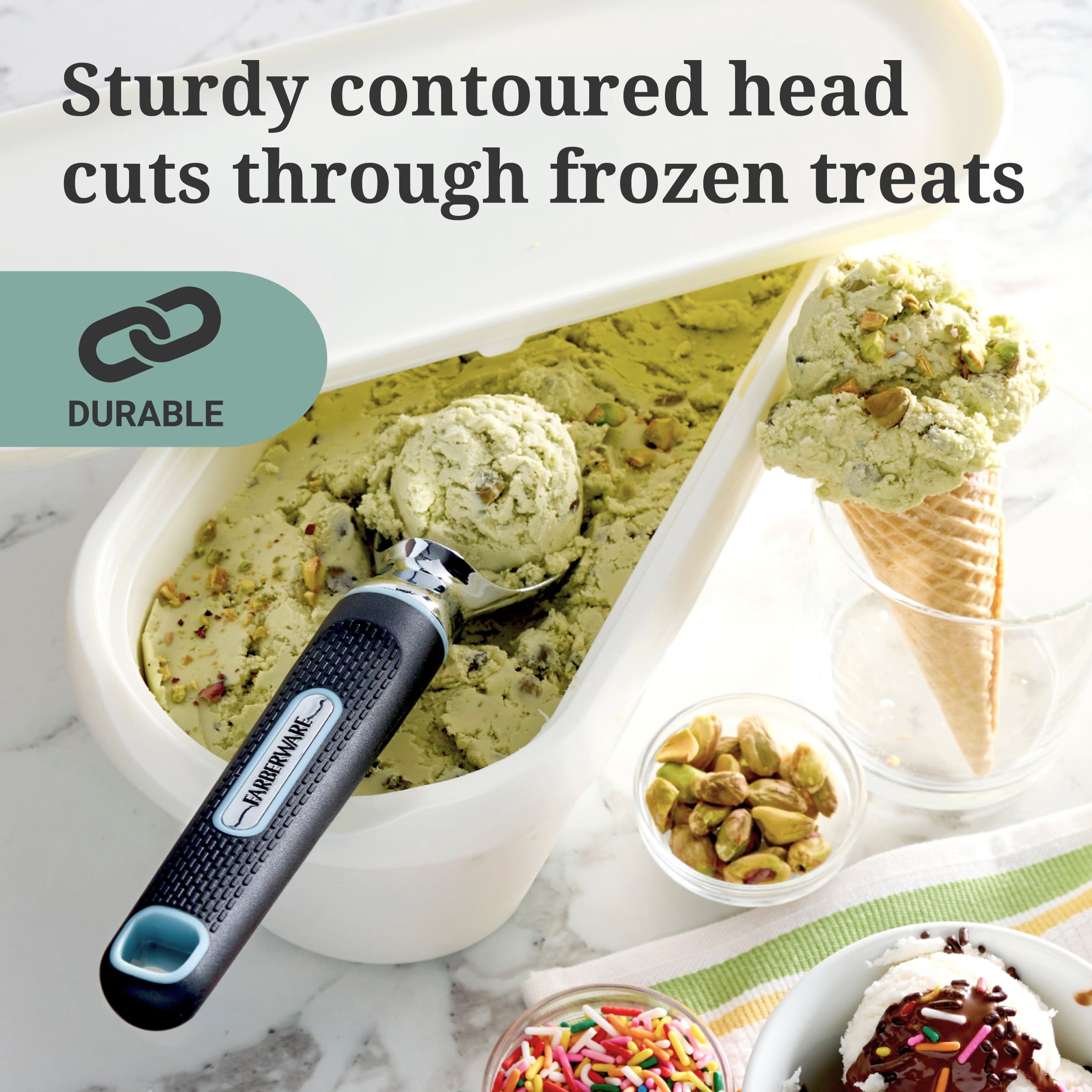 Farberware Soft Grips Cast Zinc Ice Cream Scoop Black with Slate Accents