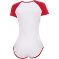 thumbnail image 5 of CutiePlusU Cotton Button Crotch Bodysuit Adult Romper Onesie Pajamas - Milk lover Red M, 5 of 5