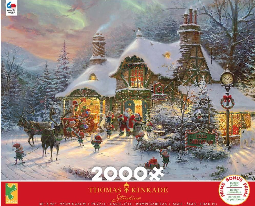 Thomas Kinkade Springbok Puzzle 1000 PC Village Christmas Cottage VIII for sale online