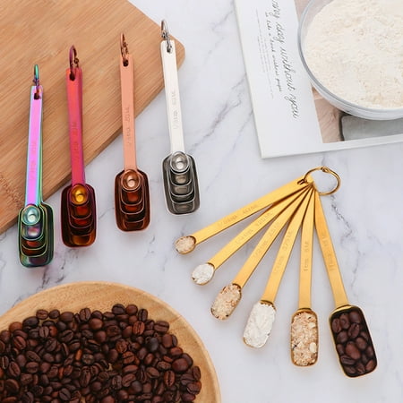 

ruhuadgb Measuring Spoon Rustproof 6Pcs/Set Kitchen Measuring Spoons Set with Leveler Widely Applied Practical for Kitchen