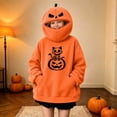 thumbnail image 3 of LOINRODI Girls Orange Pumpkin Hooded Sweatshirt Cute Long Sleeve Face Cover Hallowmas Warm Pocket Costume Orange 5 Years, 3 of 7