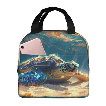 Insulated Lunch Bag for Women Men - Sunshine Underwater Sand Turtle Leakproof Cooler Lunch Box for Women Men  Lunch Tote Bags for Work School Picnic Travel
