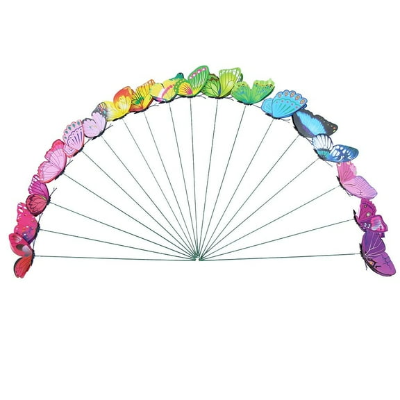 HAMPPLIES 24Pcs Butterfly Floral Picks Outdoor Garden Flower Pot Decorations Assorted Color PVC Metal