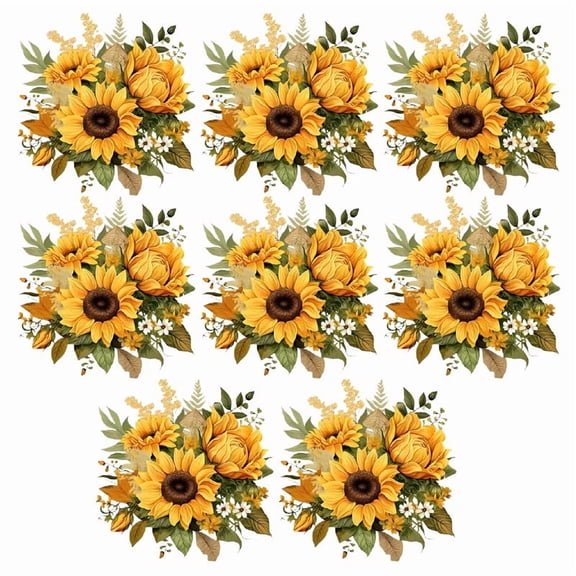 8Pcs Wall Stickers Sunflower Bedroom Living Room Cabinet Decoration 29*29Cm