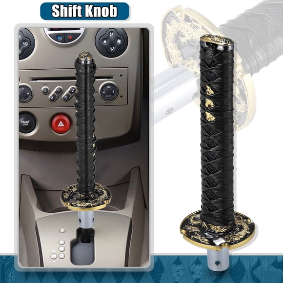 Unique Bargains 20cm Gear Shifter Lever Shift Knob Classic Braided Pattern for Most Manual Car Automatic Car Black Gold Tone