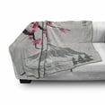 thumbnail image 3 of Japanese Soft Flannel Fleece Throw Blanket, Greyscale Grunge Background with Fujiyama Mountain and Cherry Blossoms, Cozy Plush for Indoor and Outdoor Use, 50" x 70", Grey Black and Pink, by Ambesonne, 3 of 6