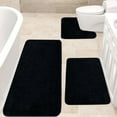 thumbnail image 6 of Black Bath Mat Set Washable Microfiber Bathroom Mat Sets 2 Piece Non-Slip Bath Mats for Bathroom and Toilet Mat, Bathroom Rug 50x80cm+50x40cm, 6 of 16