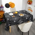 thumbnail image 2 of Spider Web Halloween Tablecloth - Fabric Holiday Rectangle Table Cloth, Waterproof and Washable Table Cover for Halloween Party Dining Room, 60 x 84 Inch Black, 2 of 6