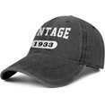 thumbnail image 2 of 90th Birthday Gifts for Men Women Hats Vintage 1933 Gift Ideas Embroidered Baseball Cap, 2 of 5