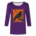 thumbnail image 4 of DailyTrove Women's Halloween Long - Sleeve Top, Raven & Pumpkin Print, Regular Fit, Durable Material, Halloween Fun & Daily Use, 4 of 6