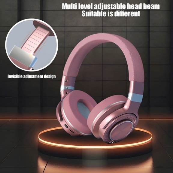 GJX 2026 New Bluetooth Headphones Wireless Earbuds Over Ear Bluetooth Wireless Headphones Intelligent Noise Reduction Hifi Stereo Foldable Lightweight Headset with Deep Bass Pink