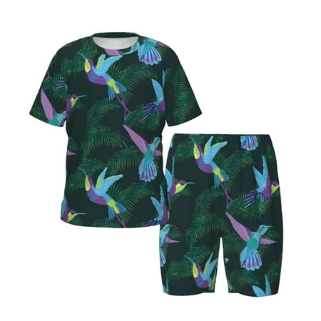 Boys Girls Pajamas Sets for Kids  Leafy Hummingbird Toddler Sleepwear Lounge Short Sleeve PJ Set 2 Pcs
