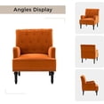 thumbnail image 3 of Upholstered Club Armchair Velvet Lounge Accent Chair Single Sofa Button Nailhead Wooden Legs Living Room Bedroom Orange, 3 of 6