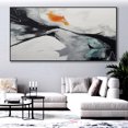 thumbnail image 3 of Large minimalist wall art, white abstract art, black 3D texture acrylic canvas art, large wall art, modern home decoration,(61*122cm)24*48 Inches,Unstretched,Frameless, 3 of 4