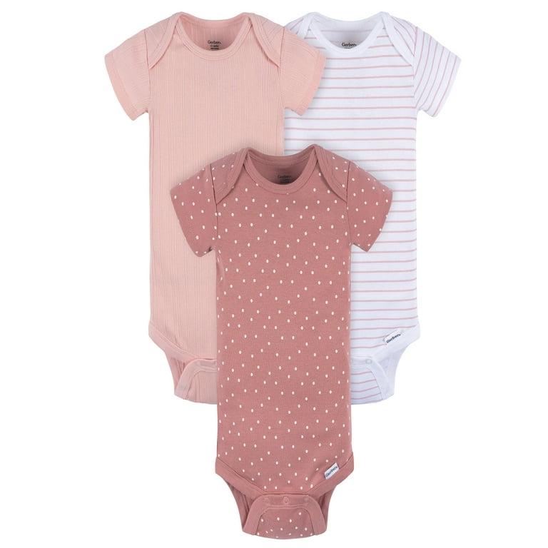 Gerber Baby Neutral Short Sleeve Onesies, 3-Pack photo 1