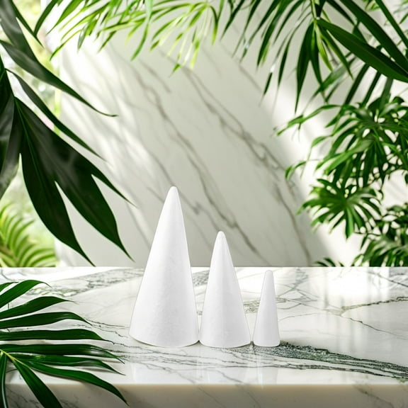 TEHAUX 20Pcs Unfinished White Foam Cones for Painting and Craft Projects